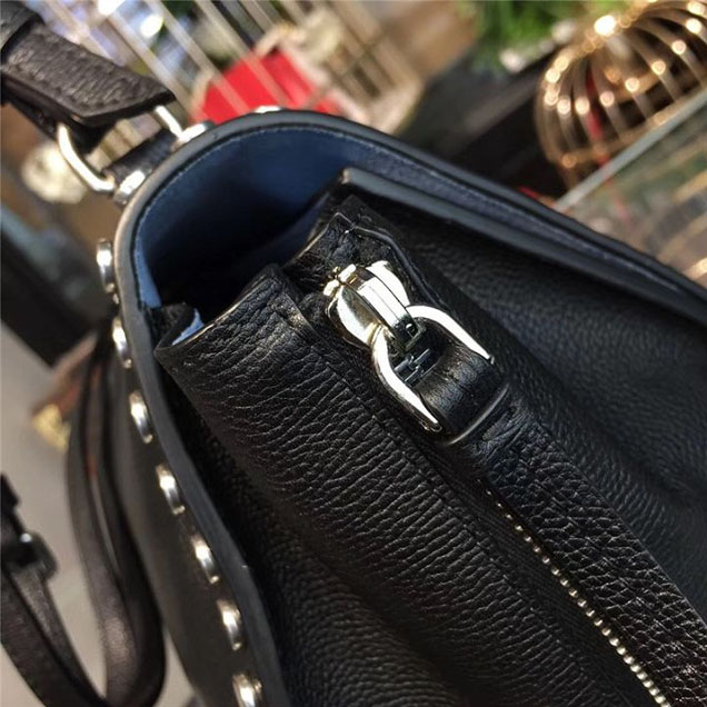 Prada Etiquette Studded Shoulder Bag 28cm 1BD085 Calfskin Leather Fall Winter 2017 Collection Black