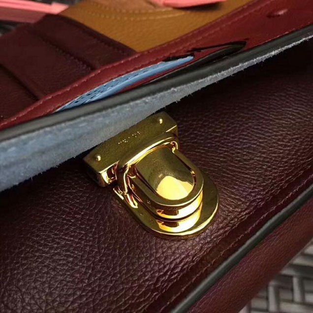 Prada Etiquette Small Glace Calf Shoulder Bag IBD093 Ruby Red Lotus Pink