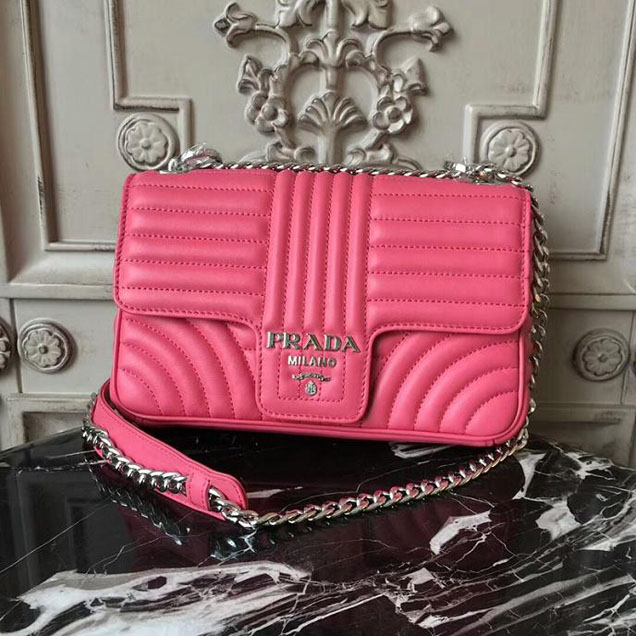 Prada Quilted Leather Shoulder Bag 1BD108 Fuchsia