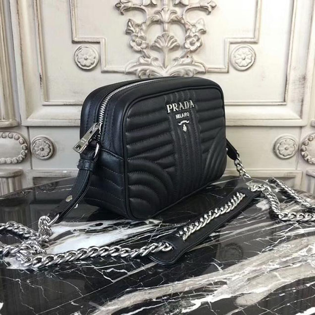 Prada Quilted Leather Camera Bag 1BH083 Black