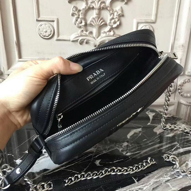 Prada Quilted Leather Camera Bag 1BH083 Black