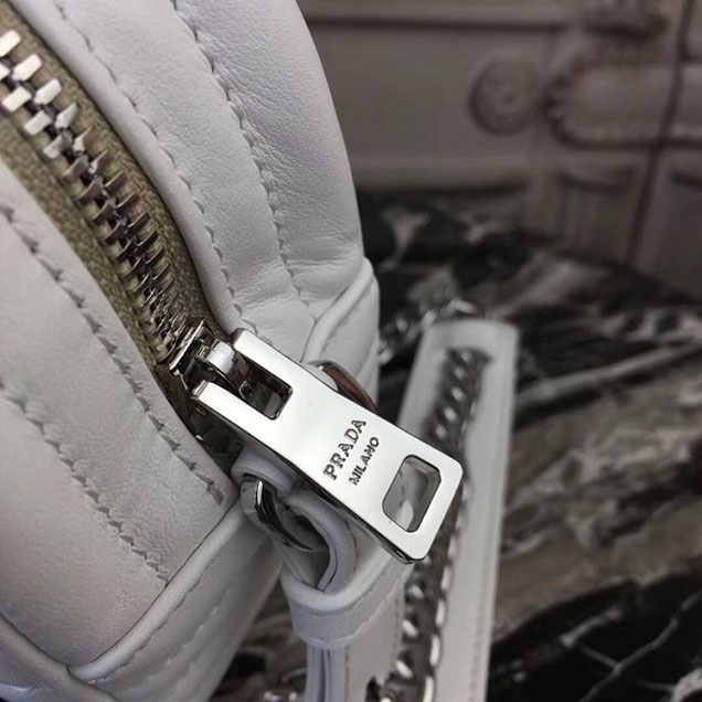 Prada Quilted Leather Camera Bag 1BH083 White