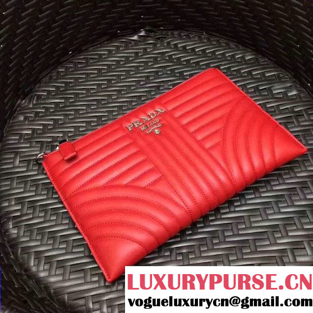 Prada Diagramme Leather Pouch 2NG005 Red 2017 (GYF-7120915 )