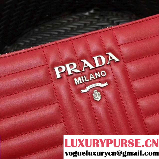 Prada Diagramme Leather Pouch 2NG005 Red 2017 (GYF-7120915 )