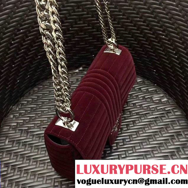 Prada Diagramme Velvet Small Shoulder Bag 1BD108 Burgundy 2018 (GYF-7120808 )