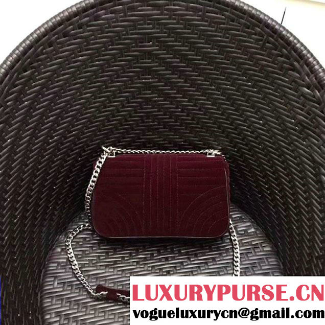 Prada Diagramme Velvet Small Shoulder Bag 1BD108 Burgundy 2018 (GYF-7120808 )