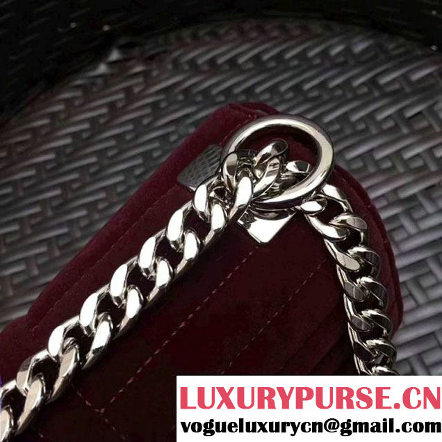 Prada Diagramme Velvet Small Shoulder Bag 1BD108 Burgundy 2018 (GYF-7120808 )