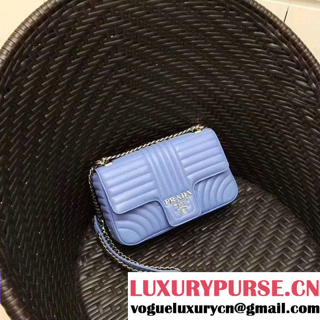 Prada Diagramme Leather Flap Shoulder Bag 1BD108 Light Blue 2018 (GYF-7120806 )