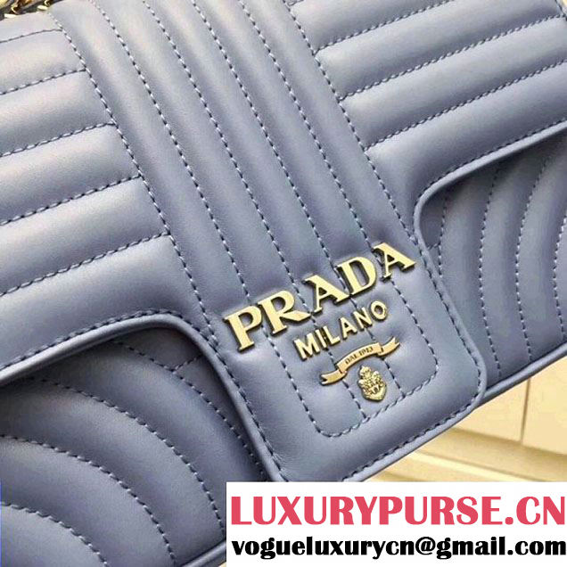 Prada Diagramme Leather Flap Shoulder Bag 1BD108 Light Blue 2018 (GYF-7120806 )