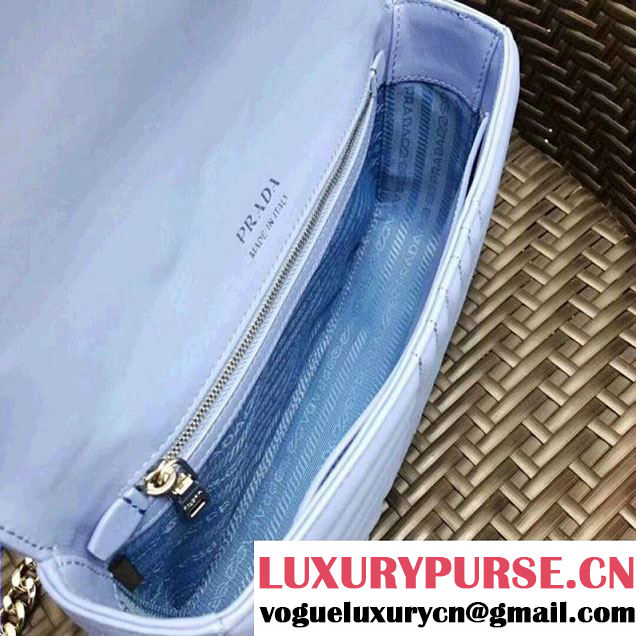 Prada Diagramme Leather Flap Shoulder Bag 1BD108 Light Blue 2018 (GYF-7120806 )