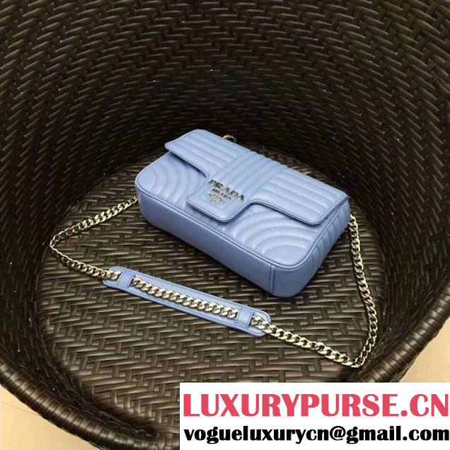 Prada Diagramme Leather Flap Shoulder Bag 1BD108 Light Blue 2018 (GYF-7120806 )