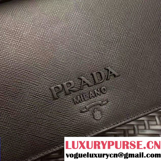 Prada Monochrome Saffiano Leather Small Cross-body Wallet Bag Black 2017 (GYF-7120918 )