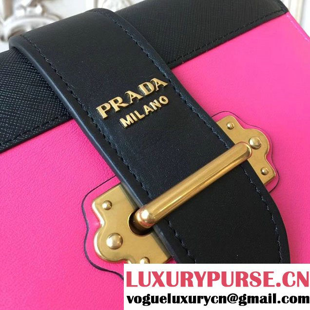 Prada Cahier Shoulder Bag 20cm Calfskin Leather Fall Winter 2017 Bag Collection Pink Black