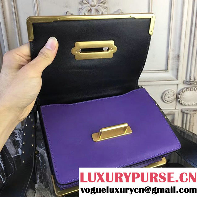 Prada Cahier Shoulder Bag 20cm Calfskin Leather Fall Winter 2017 Bag Collection Purple Black