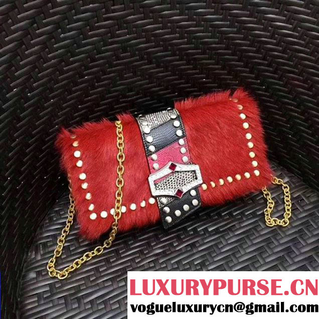 Prada Haircalf Shoulder Bag 1BD078 Red 2017 (GYF-7120722 )