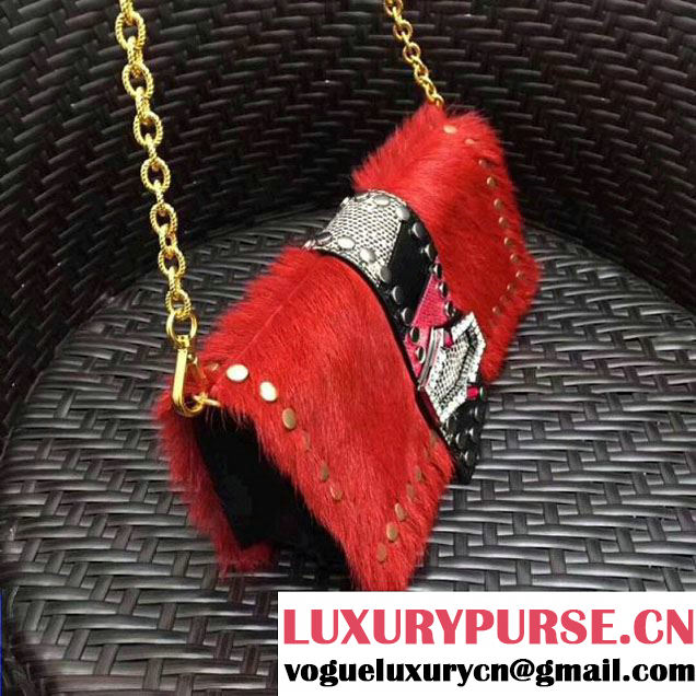 Prada Haircalf Shoulder Bag 1BD078 Red 2017 (GYF-7120722 )