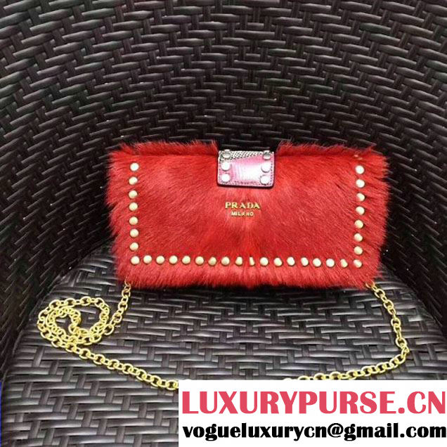 Prada Haircalf Shoulder Bag 1BD078 Red 2017 (GYF-7120722 )