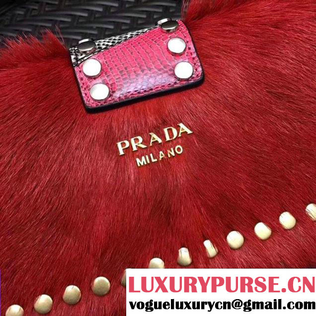 Prada Haircalf Shoulder Bag 1BD078 Red 2017 (GYF-7120722 )