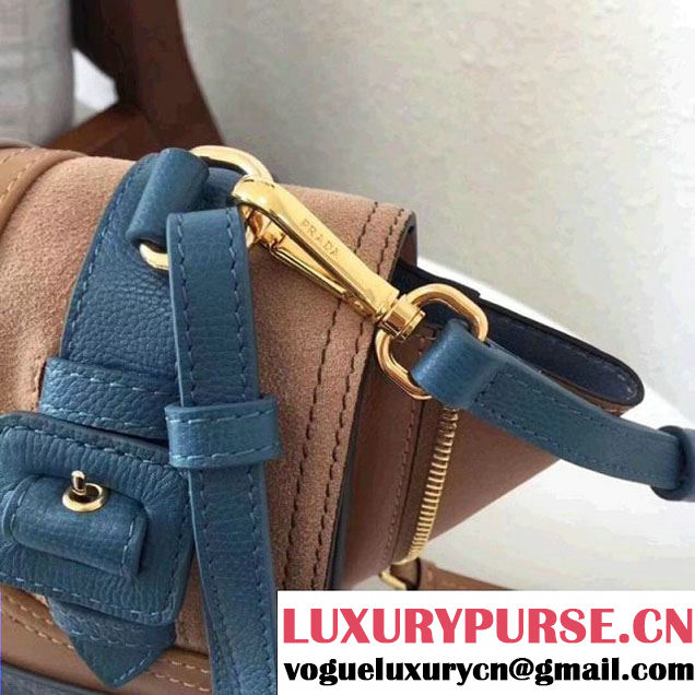 Prada Etiquette Leather Bag 1BD093 Brown/Blue 2017 (GYF-7120719 )