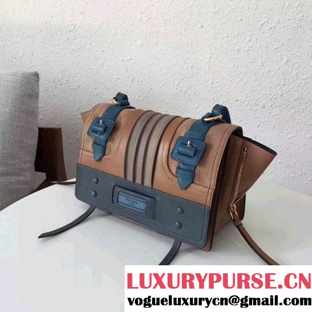 Prada Etiquette Leather Bag 1BD093 Brown/Blue 2017 (GYF-7120719 )