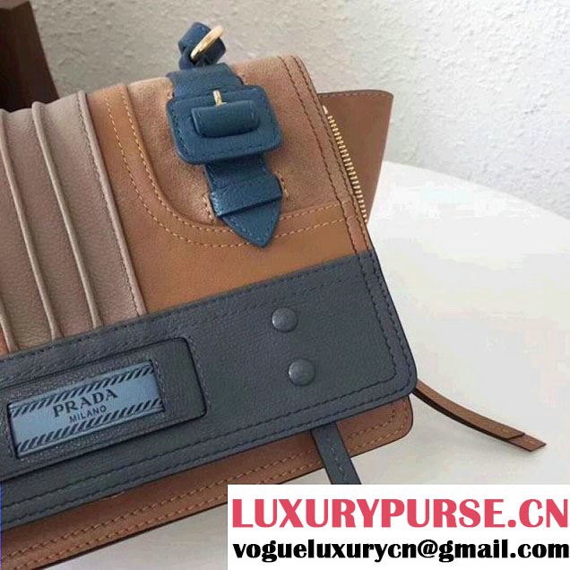 Prada Etiquette Leather Bag 1BD093 Brown/Blue 2017 (GYF-7120719 )
