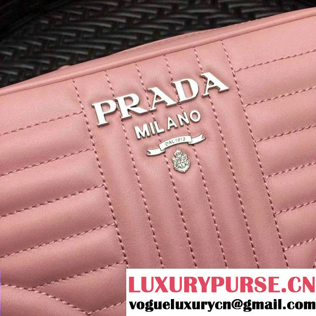 Prada Diagramme Leather Camera Cross-body Bag 1BH083 Pink 2017 (GYF-7120705 )