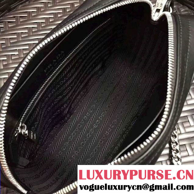 Prada Diagramme Leather Camera Cross-body Bag 1BH083 Black 2017 (GYF-7120701 )