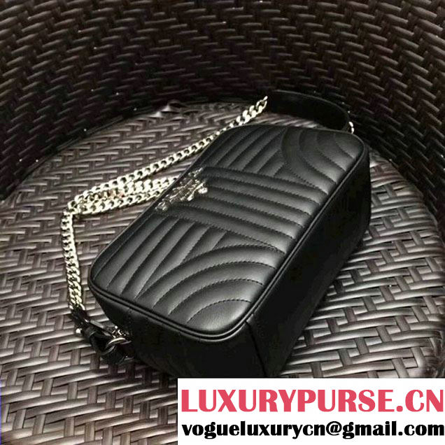 Prada Diagramme Leather Camera Cross-body Bag 1BH083 Black 2017 (GYF-7120701 )