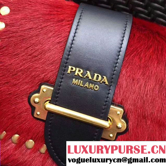 Prada Cahier Calf Hair Bag 1BD045 Red 2017 (GYF-7120827 )