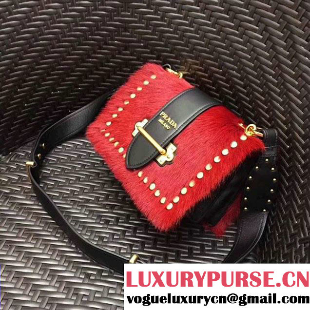 Prada Cahier Calf Hair Bag 1BD045 Red 2017 (GYF-7120827 )
