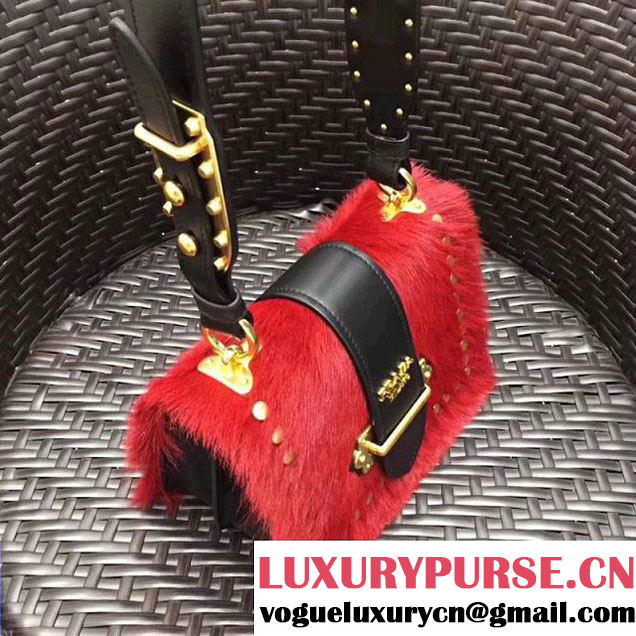Prada Cahier Calf Hair Bag 1BD045 Red 2017 (GYF-7120827 )