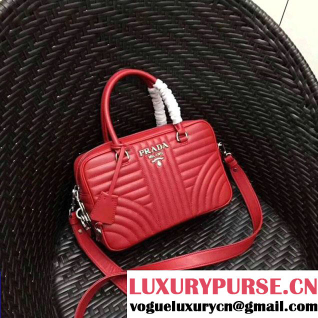 Prada Diagramme Leather Handbag 1BB113 Red 2017 (GYF-7120713 )