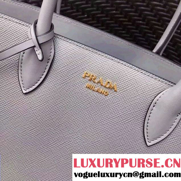 Prada Bibliothèque Saffiano Leather Bag 1BA153 Gray 2017 (GYF-7120845 )