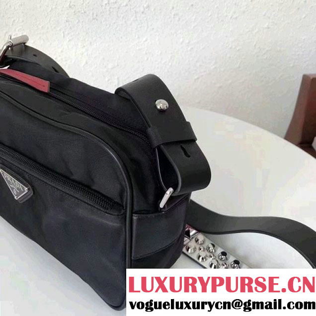 Prada Studded Nylon Camera Bag Black/Red Spring 2018 (GYF-8011233 )