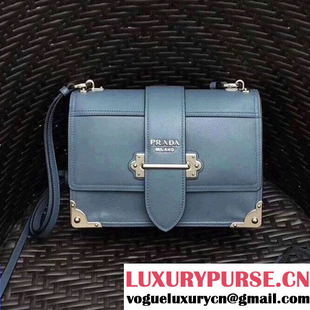 Prada Cahier Leather Shoulder Bag 1BD095 Blue 2018 (GYF-8011221 )