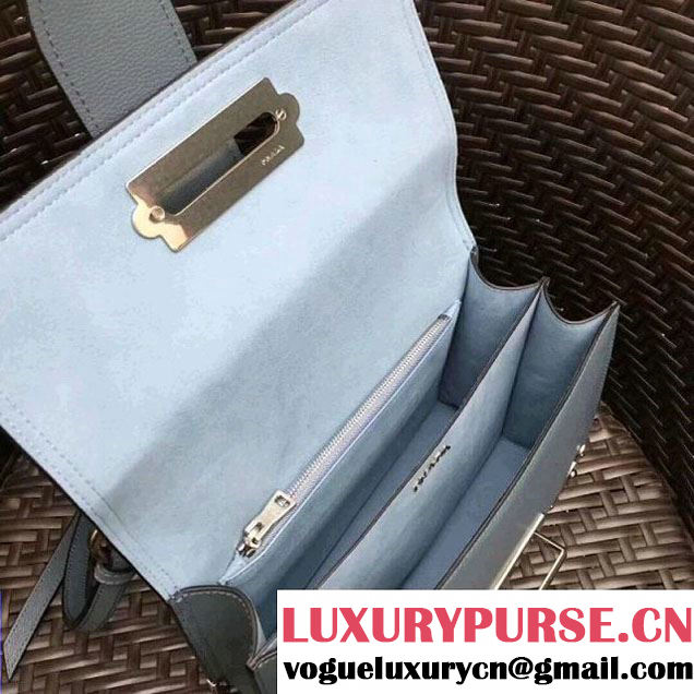 Prada Cahier Leather Shoulder Bag 1BD095 Blue 2018 (GYF-8011221 )