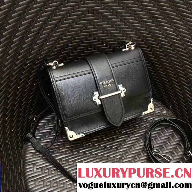 Prada Cahier Leather Shoulder Bag 1BD095 Black 2018 (GYF-8011220 )
