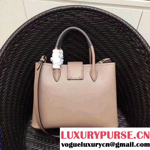 Prada Calfskin Top Handle Tote Bag 1BG148 Beige/Grey Resort 2018 (GYF-8011229 )