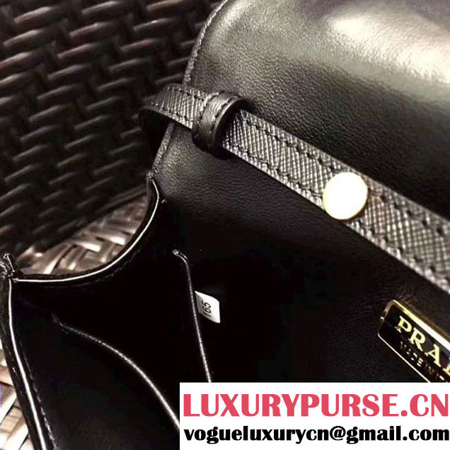 Prada 1BH018 Velvet Cahier Bag With Metal Details Black (GYF-8011720 )