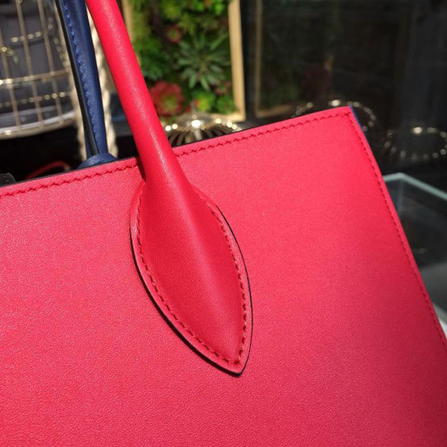 Prada City Calf Bibliotheque Tote 32cm Bag 1BG098 Calfskin Leather Fall Winter 2017 Bag Collection Red Blue