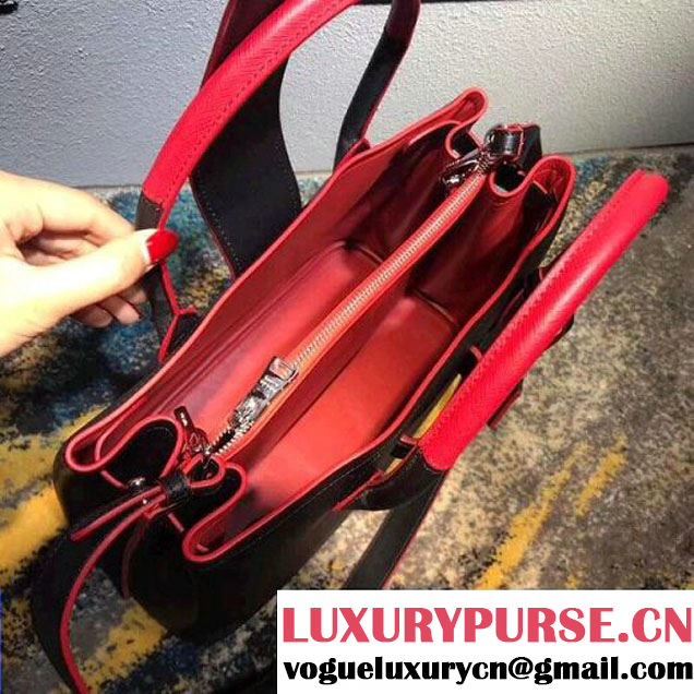 Prada Calfskin Top Handle Tote Bag 1BG148 Black/Red Resort 2018 (OZZ-8030223 )