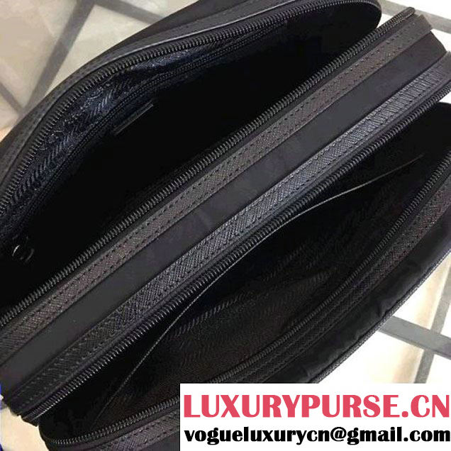 Prada Nylon and Saffiano Leather Cosmetic Pouch 2NE011 Blue/Grey 2018 (Nana-8031005 )