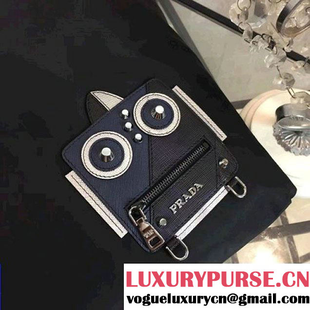 Prada Nylon Tote with Robot Applique 2VG024 Navy/Black 2018 (Nana-8030914 )