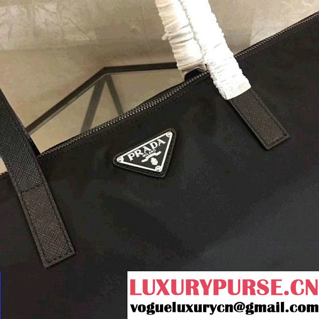 Prada Nylon Tote with Robot Applique 2VG024 Navy/Black 2018 (Nana-8030914 )