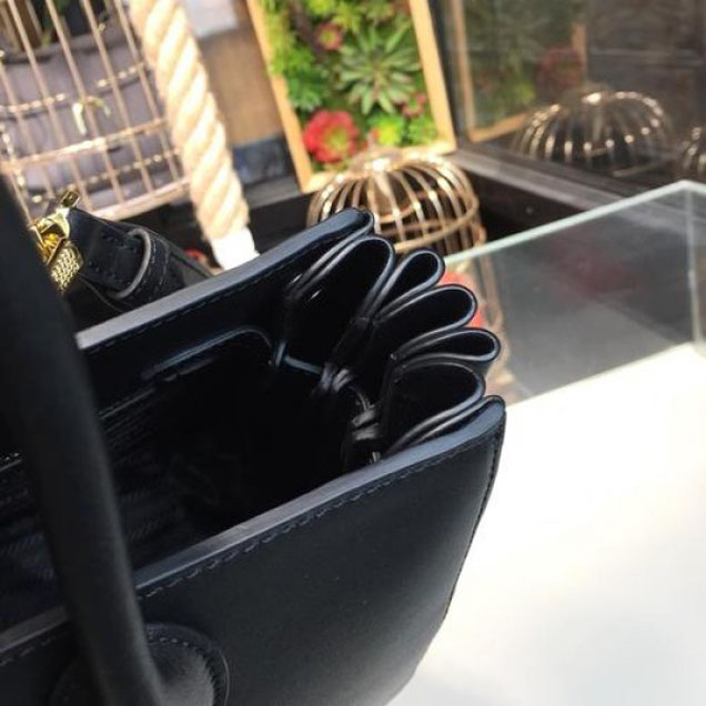Prada City Calf Bibliotheque Tote 32cm Bag 1BG098 Calfskin Leather Spring/Summer 2018 Collection, Black