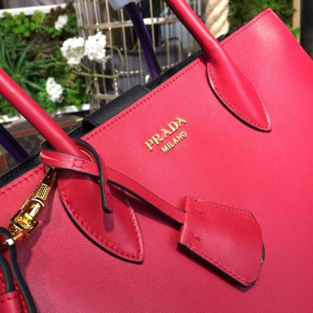 Prada City Calf Bibliotheque Tote 32cm Bag 1BG098 Calfskin Leather Spring/Summer 2018 Collection, Red/Purple