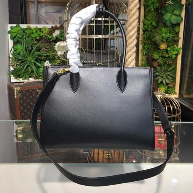 Prada City Calf Bibliotheque Tote 32cm Bag 1BG098 Calfskin Leather Spring/Summer 2018 Collection, Black/Red