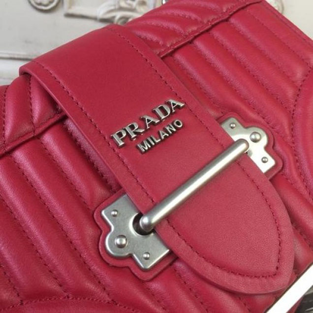 Prada Diagramme Cahier 20cm Bag 1BH108 Soft Calfskin Leather Spring/Summer 2018 Collection, Red