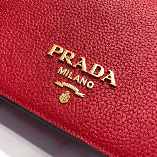 Prada Calf Leather Shoulder Bag 1BD102 Red 2018