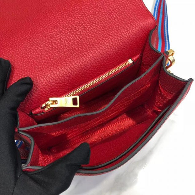 Prada Calf Leather Shoulder Bag 1BD102 Red 2018